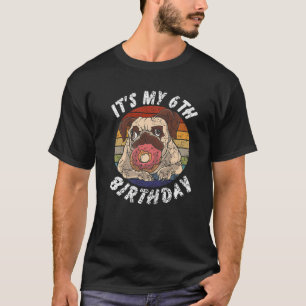 Camiseta 6 Años De Edad Pug Y Donut Vintage Molestos 6ª B