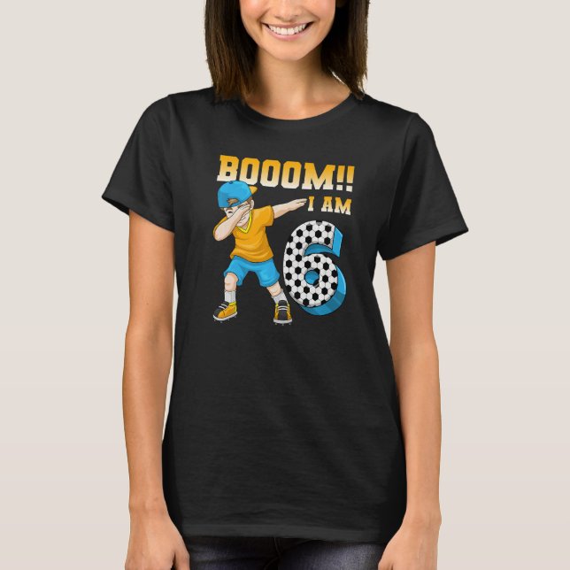 Camiseta 6 años de fiesta de cumpleaños temática del fútbol (Anverso)