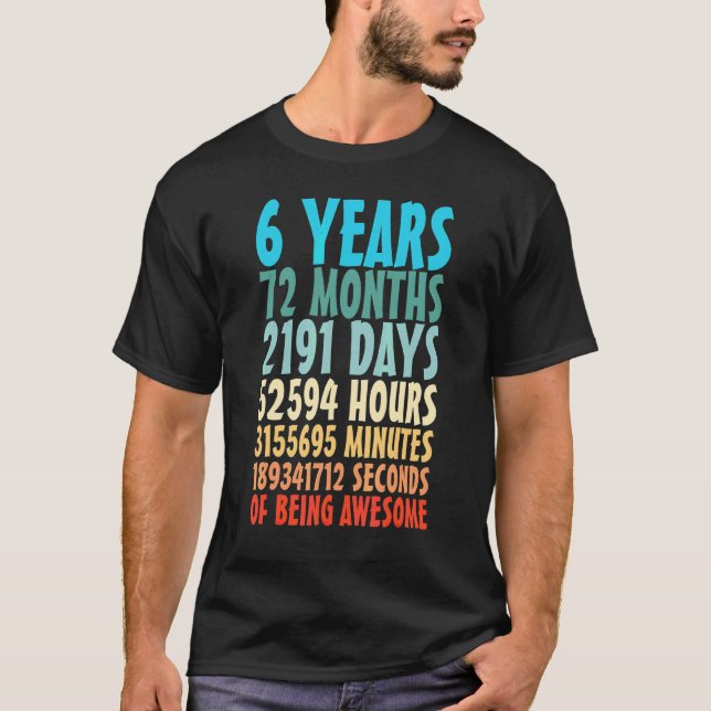 Camiseta 6 Años De Sorprendente 96 Meses Sexto Cumpleaños C (Anverso)