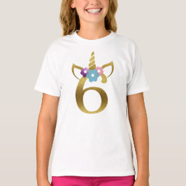 Camiseta 6 años del unicornio del chica del cumpleaños para