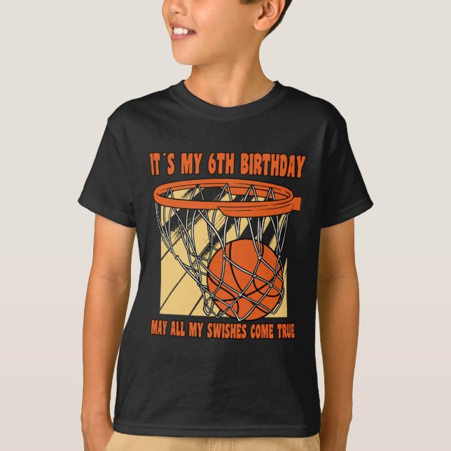 Camiseta 6 años Feliz sexto cumpleaños de baloncesto (Anverso)