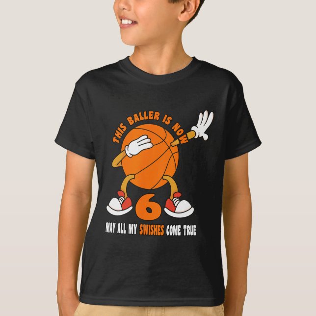 Camiseta 6 años Feliz sexto cumpleaños de baloncesto (Anverso)