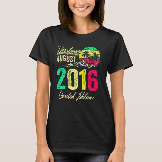 Camiseta 6 años Vintage Agosto 2016 6º cumpleaños (Anverso)