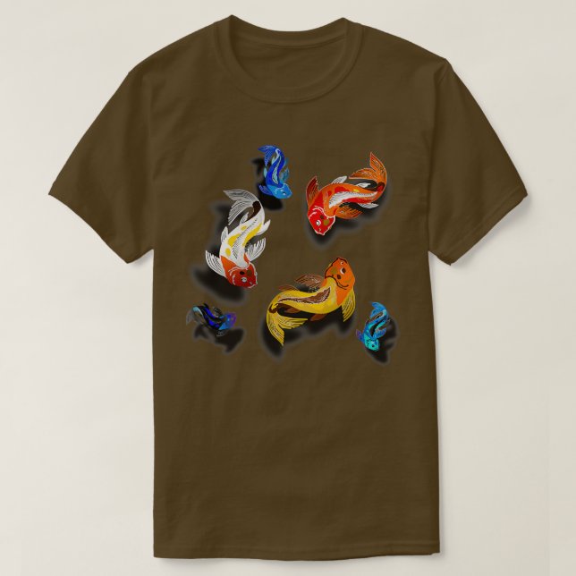 Camiseta 6 coloridas carpas de Koi (Diseño del anverso)