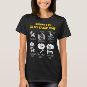 Camiseta 6 cosas que hago en mi tiempo libre Granjero Vaca