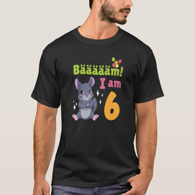 Camiseta 6 cumpleaños Chinchilla fiesta de cumpleaños temát (Anverso)