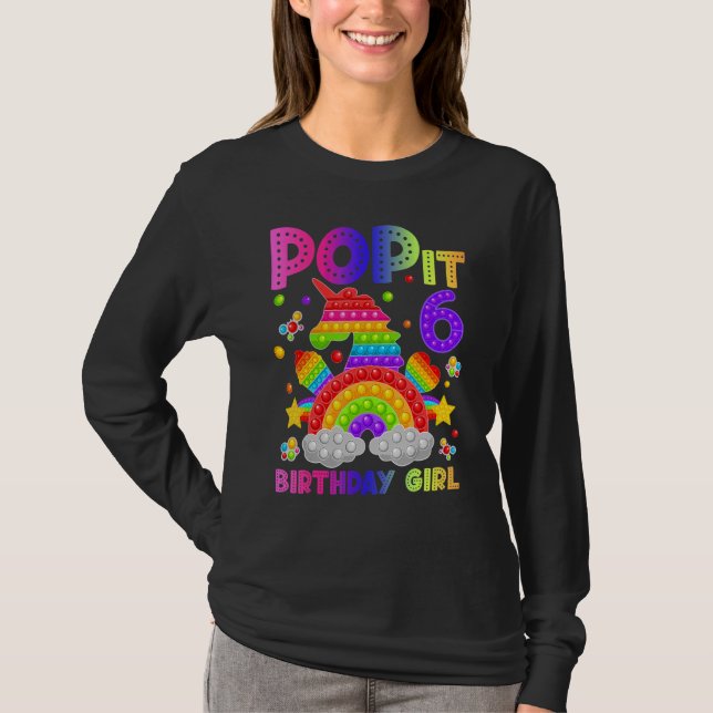 Camiseta 6 cumpleaños Fidget Toy Pop It Chica de cumpleaños (Anverso)