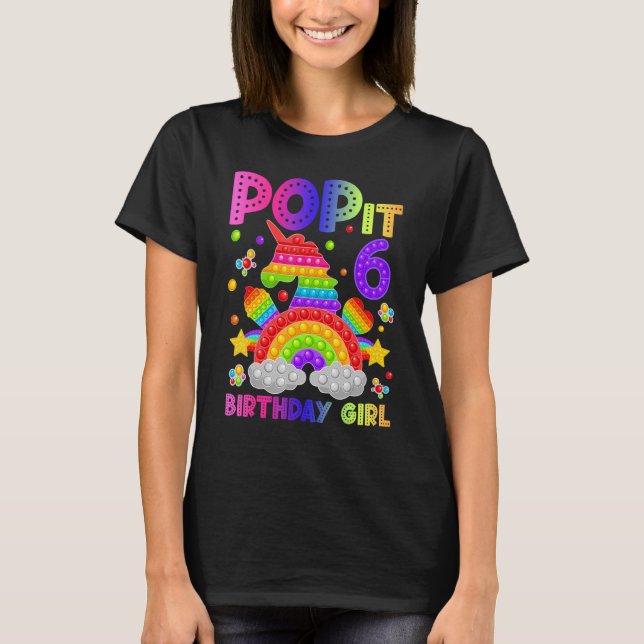 Camiseta 6 cumpleaños Fidget Toy Pop It Chica de cumpleaños (Anverso)
