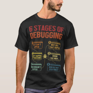 Camiseta 6 etapas de depuración de software de código de pi