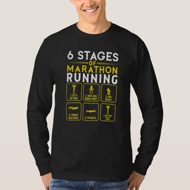 Camiseta 6 Etapas De La Maratón Corriendo (Anverso)