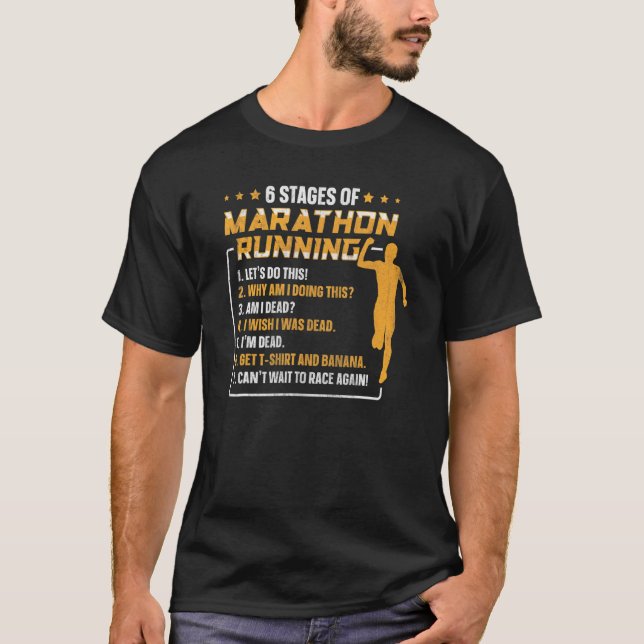Camiseta 6 Etapas De Maratón Corriendo Maratón (Anverso)