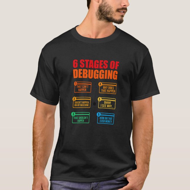 Camiseta 6 Etapas Del Software Del Programador De Códigos D (Anverso)