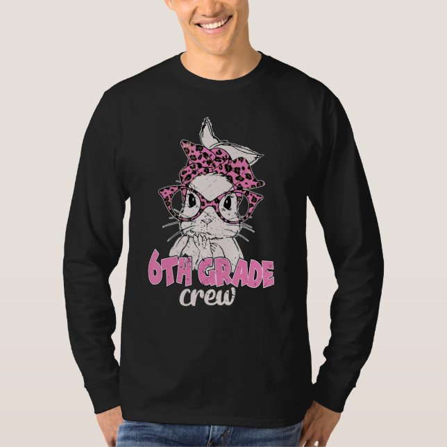 Camiseta 6 Grado Crew Leopard Glasses Bunny Face Easter M (Anverso)
