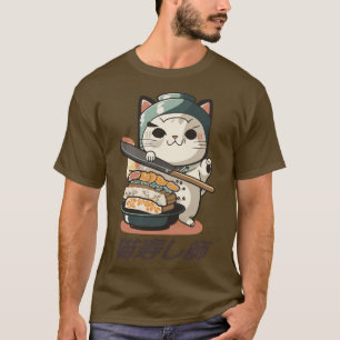 Camiseta 6 lindo gato sushi chef neko sushi master