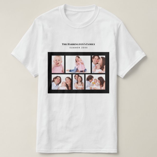 Camiseta 6 Secciones Personalizado Foto Sencillo Marco negr (Diseño del anverso)