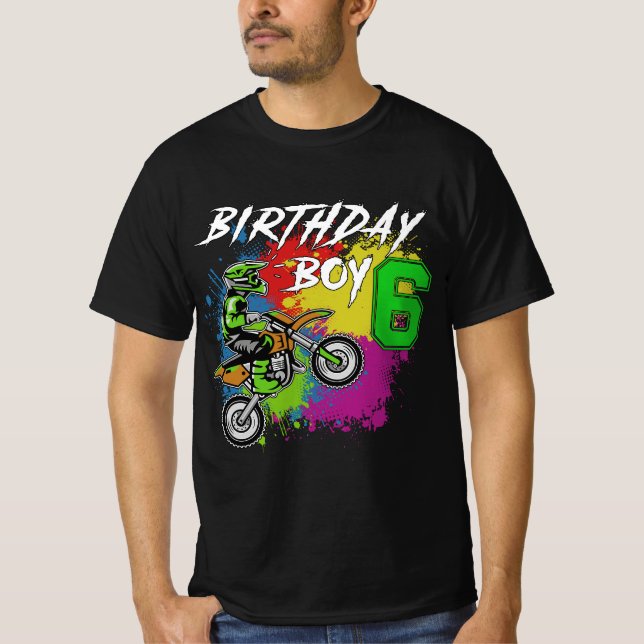 Camiseta 6 Year Old Dirt Bike Birthday Party  (Anverso)