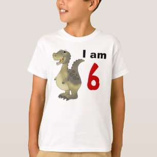 Camiseta 6ta idea del regalo del dinosaurio del cumpleaños