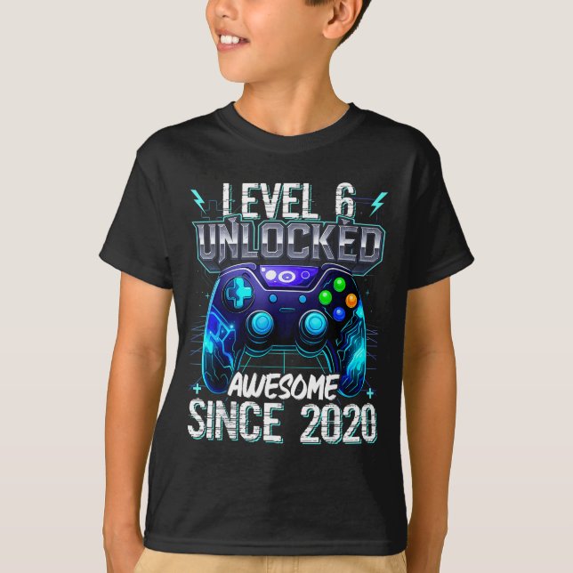 Camiseta 6th Birthday Boy Level 6 Gamer 6 Year Video Game P (Anverso)