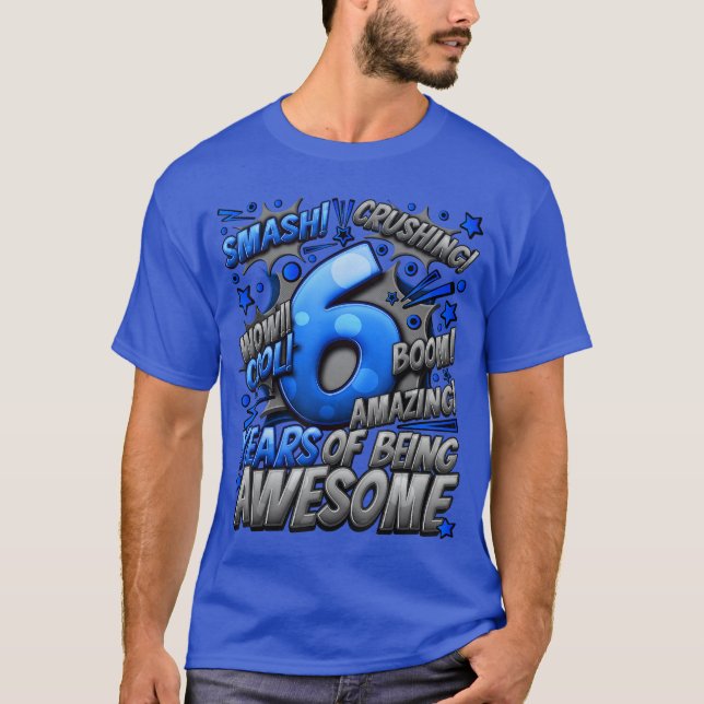 Camiseta 6th Birthday Comic Style Awesome Since 2017 6 Year (Anverso)