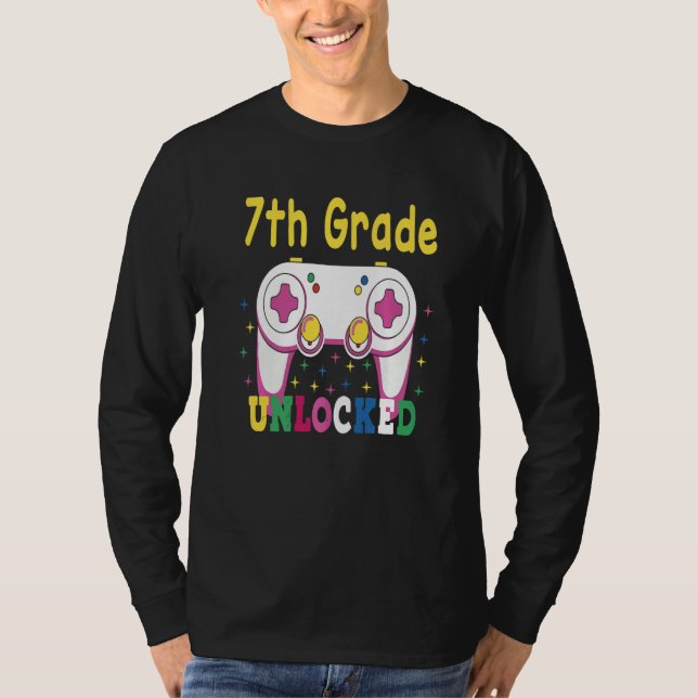 Camiseta 6th Grade Achieved 7th Grade Unlocked White Colorf (Anverso)