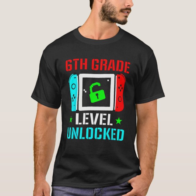 Camiseta 6th Grade Level Unlocked  Back To School Gamer Boy (Anverso)