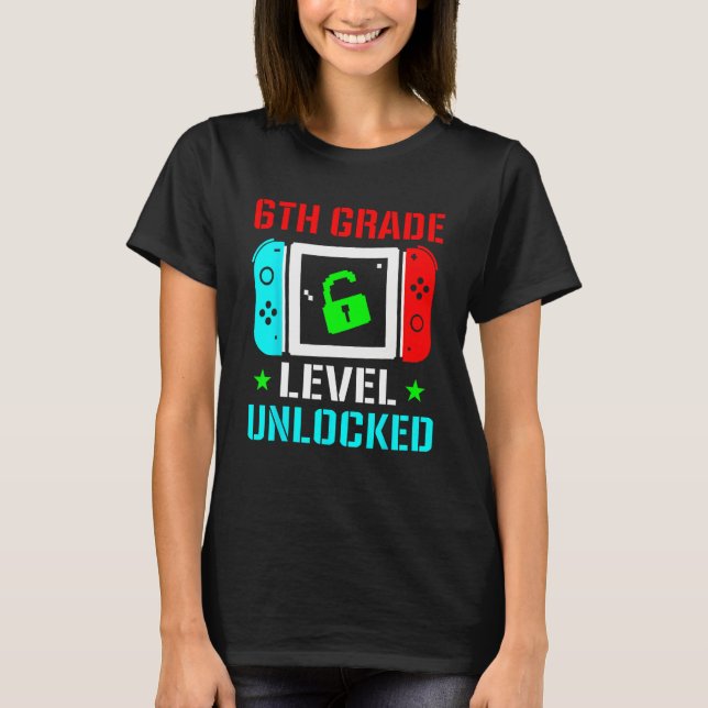 Camiseta 6th Grade Level Unlocked  Back To School Gamer Boy (Anverso)