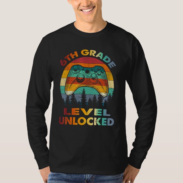 Camiseta 6th Grade Level Unlocked Gamer 1st Day Of School B (Anverso)