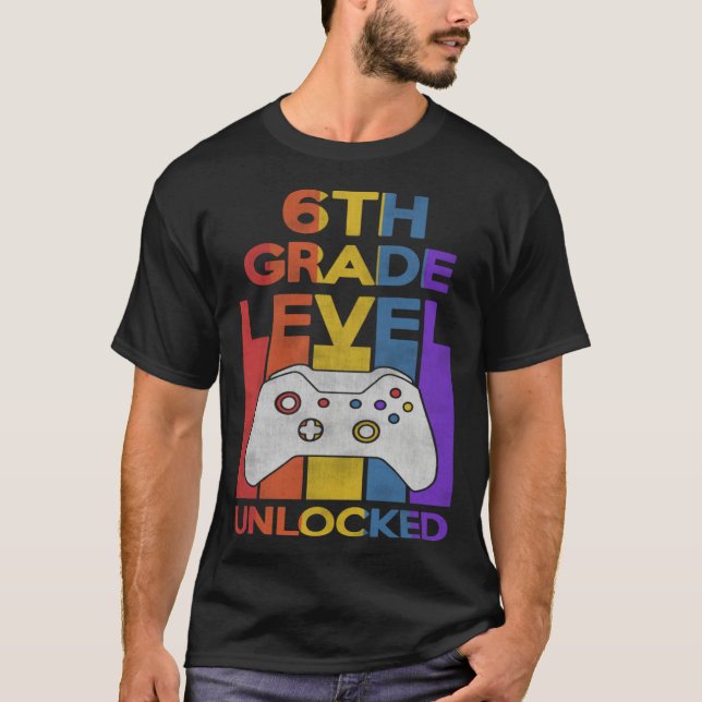 Camiseta 6th Grade Level Unlocked Video Gamer Back to Schoo (Anverso)