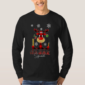 Camiseta 6th Grade Squad Plaid Reindeer Santa Hat Teacher C