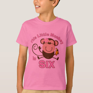 Camiseta 6to chica del cumpleaños del pequeño mono