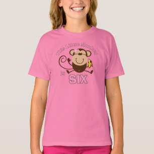 Camiseta 6to chica del cumpleaños del pequeño mono