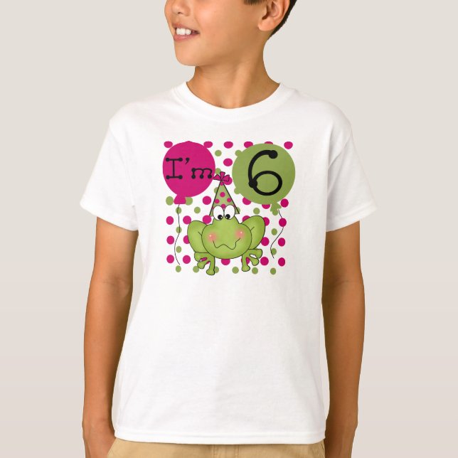 Camiseta 6to cumpleaños de la rana rosada (Anverso)