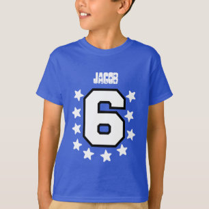 Camiseta 6to Estrellas y número grande blanco V05 del