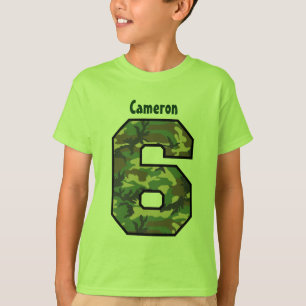 Camiseta 6to Nombre de encargo de cuatro años V007F6 de