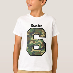 Camiseta 6to Nombre de encargo de cuatro años V007F de Cam