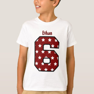 Camiseta 6to Nombre grande V03A9 del número del modelo de