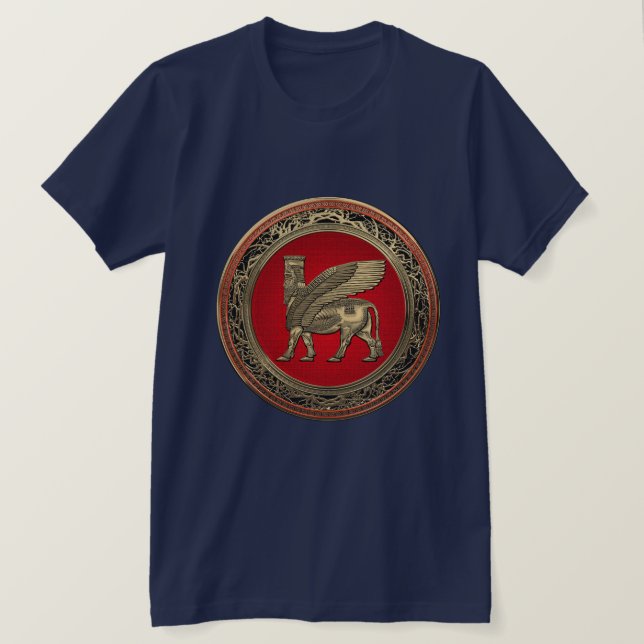 Camiseta [700] Bull coa alas asirio - oro Lamassu (Anverso del diseño)