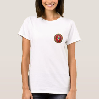 Camiseta [700] Cruz Rosy (Croix Rosa) sobre rojo y oro