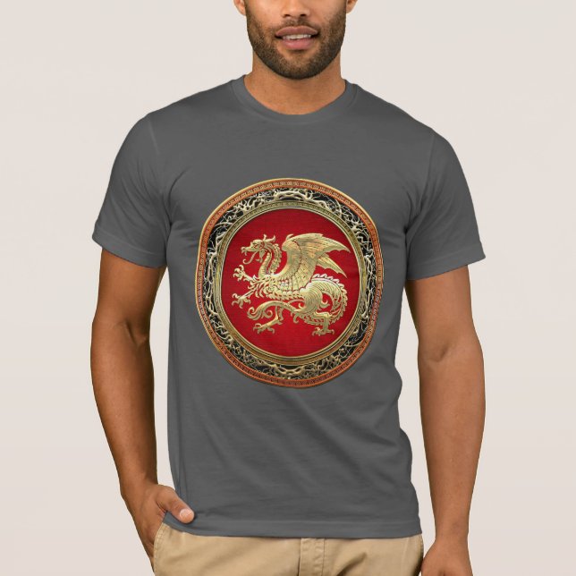 Camiseta [700] Dragón islandés, Landvættir [oro] (Anverso)