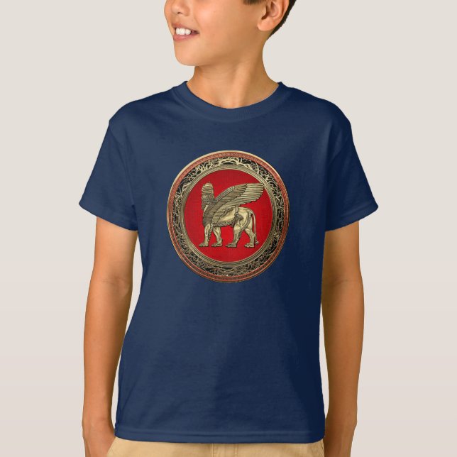 Camiseta [700] León alado asirio - Lámparas de oro (Anverso)
