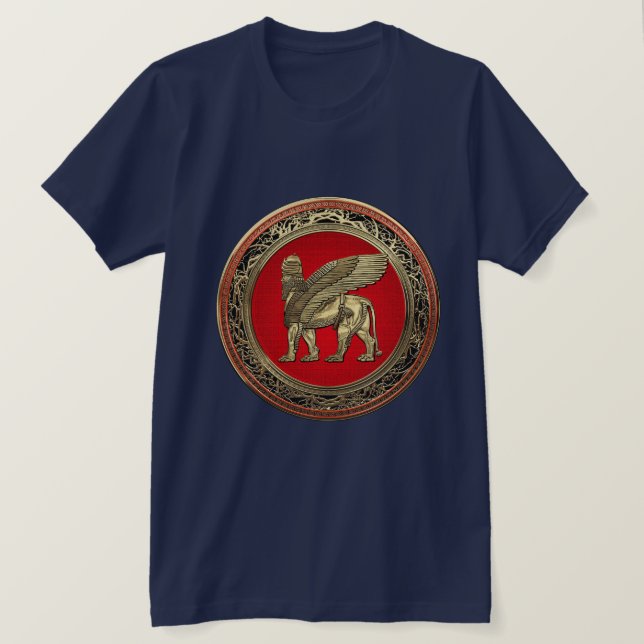 Camiseta [700] León con alas asirio - oro Lamassu (Anverso del diseño)