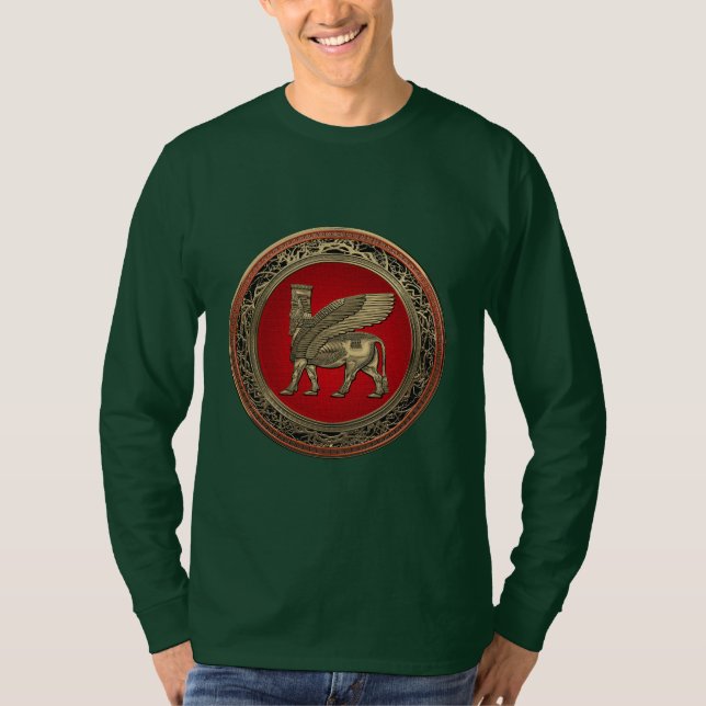 Camiseta [700] Toro alado asirio - Lamassu dorado (Anverso)