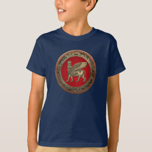 Camiseta [700] Toro alado asirio - Lamassu dorado