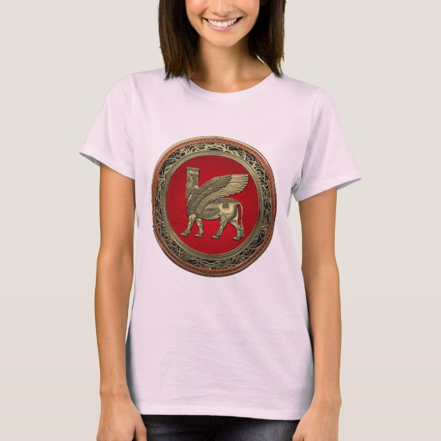 Camiseta [700] Toro alado asirio - Lamassu dorado (Anverso)