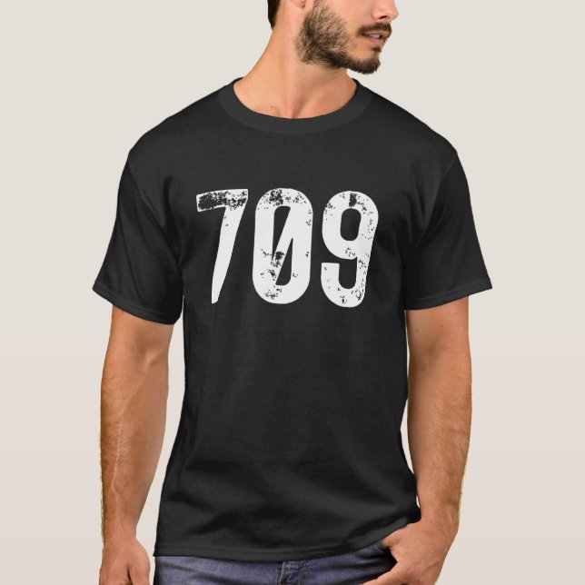 Camiseta 709 Código de área Terranova Labrador Mobile Area  (Anverso)