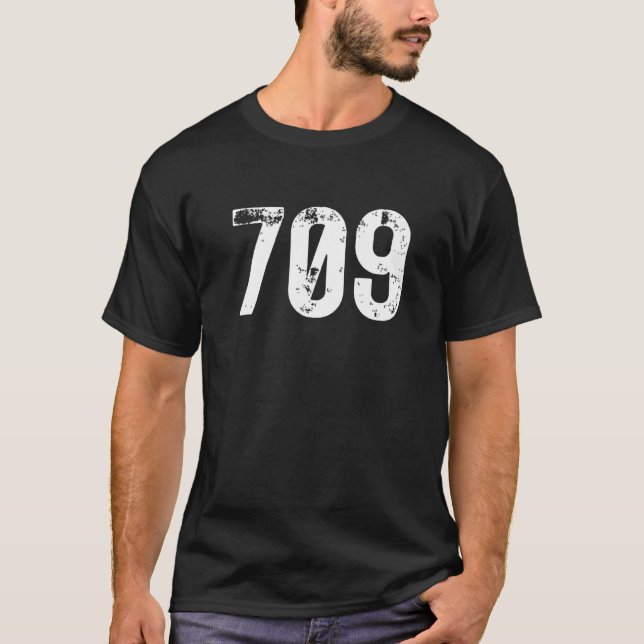 Camiseta 709 Código de área Terranova Labrador Mobile Area  (Anverso)