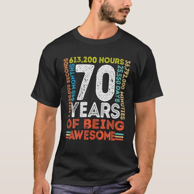 Camiseta 70.ª festividad de 70 años de antigüedad retro vin (Anverso)