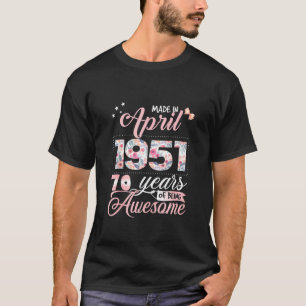 Camiseta 70.ª Floral De Cumpleaños Para Las Mujeres Nacidas