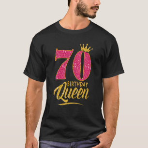 Camiseta 70.ª Reina de cumpleaños 70 años Chica corona rosa
