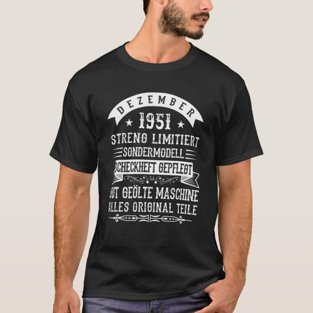 Camiseta 70.º Cumpleaños En Diciembre De 1951 (Anverso)